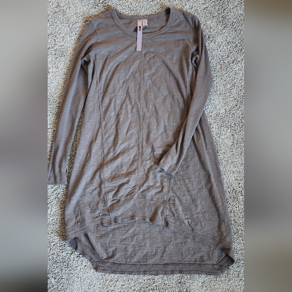 Wilt $176 Assymetric Hem Midi Long Sleeve Dress Size XS Grey Made In USA